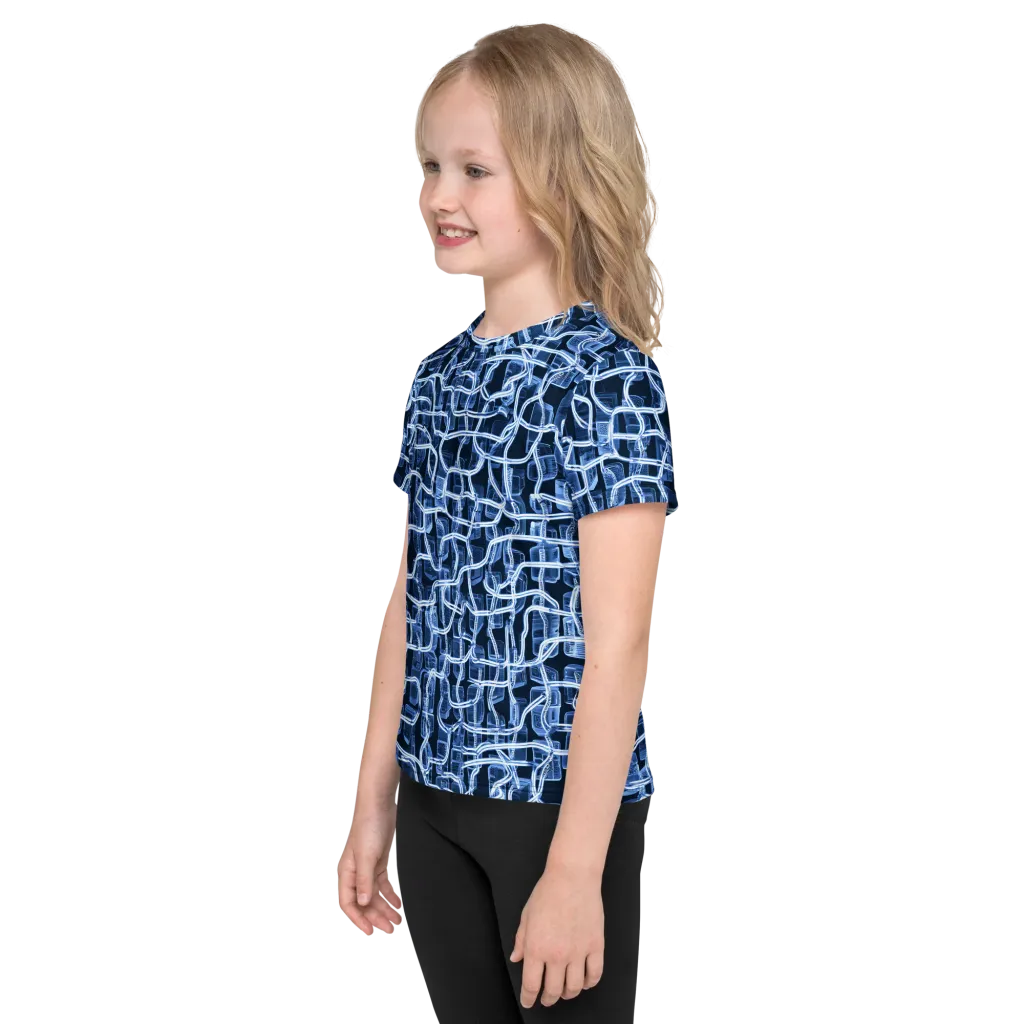 Midnight Circuitry on Kids Crew Neck T-Shirt — Left