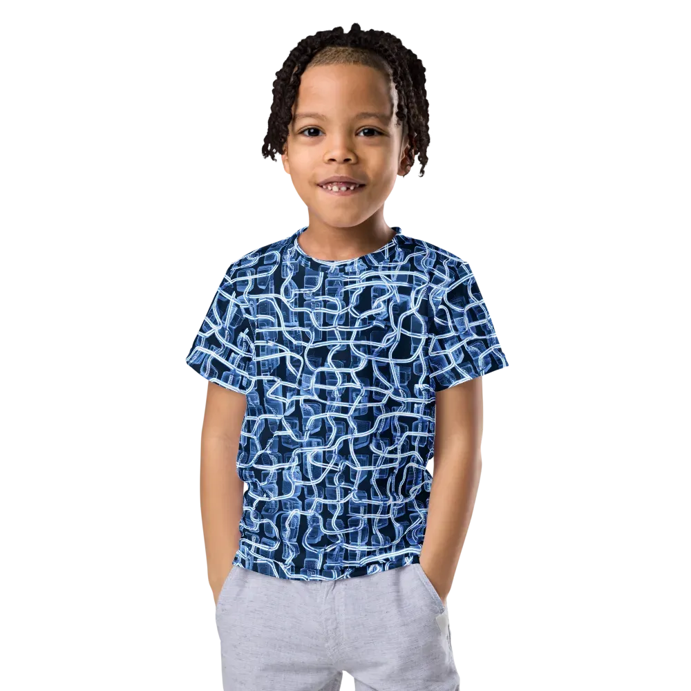 Midnight Circuitry on Kids Crew Neck T-Shirt — Front