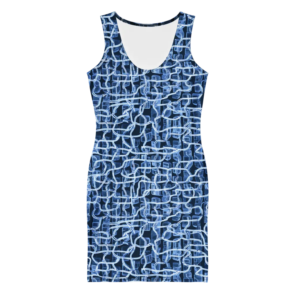 Midnight Circuitry on Bodycon Dress — Front