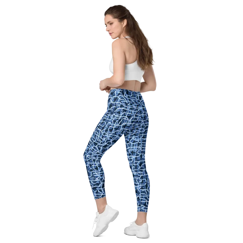 Midnight Circuitry on Leggings with Pockets — Left Back