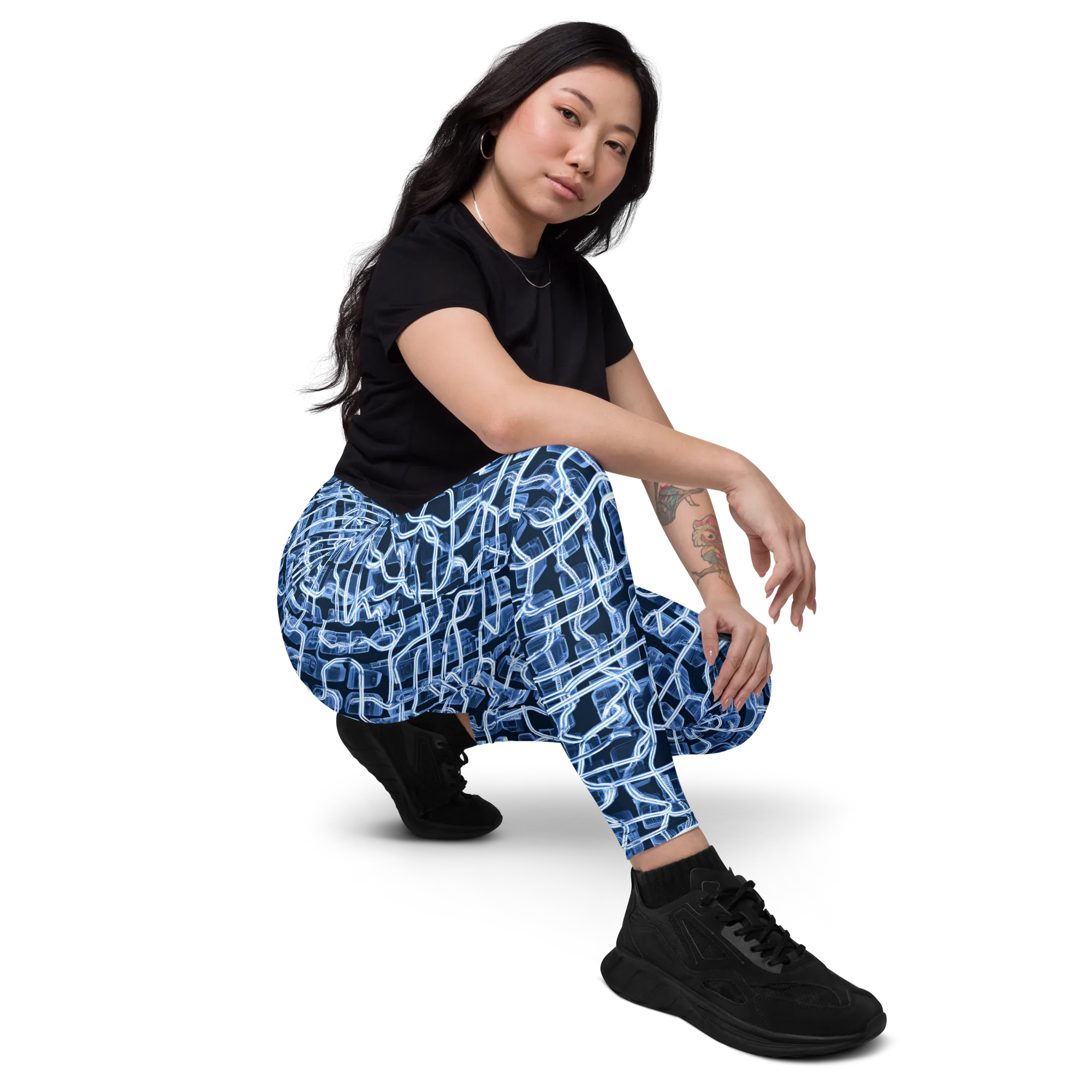 Midnight Circuitry on Leggings with Pockets — Right Front