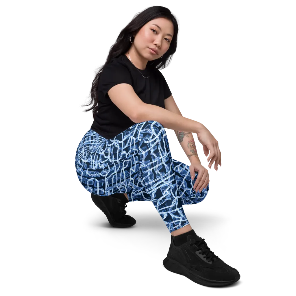 Midnight Circuitry on Leggings with Pockets — Right Front