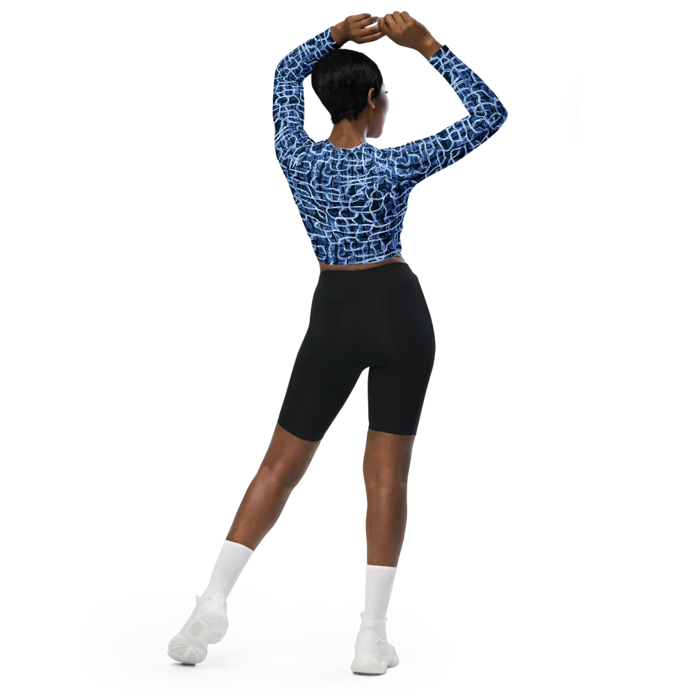 Midnight Circuitry on Long Sleeve Crop Top — Back