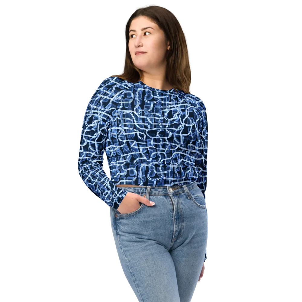 Midnight Circuitry on Long Sleeve Crop Top — Front