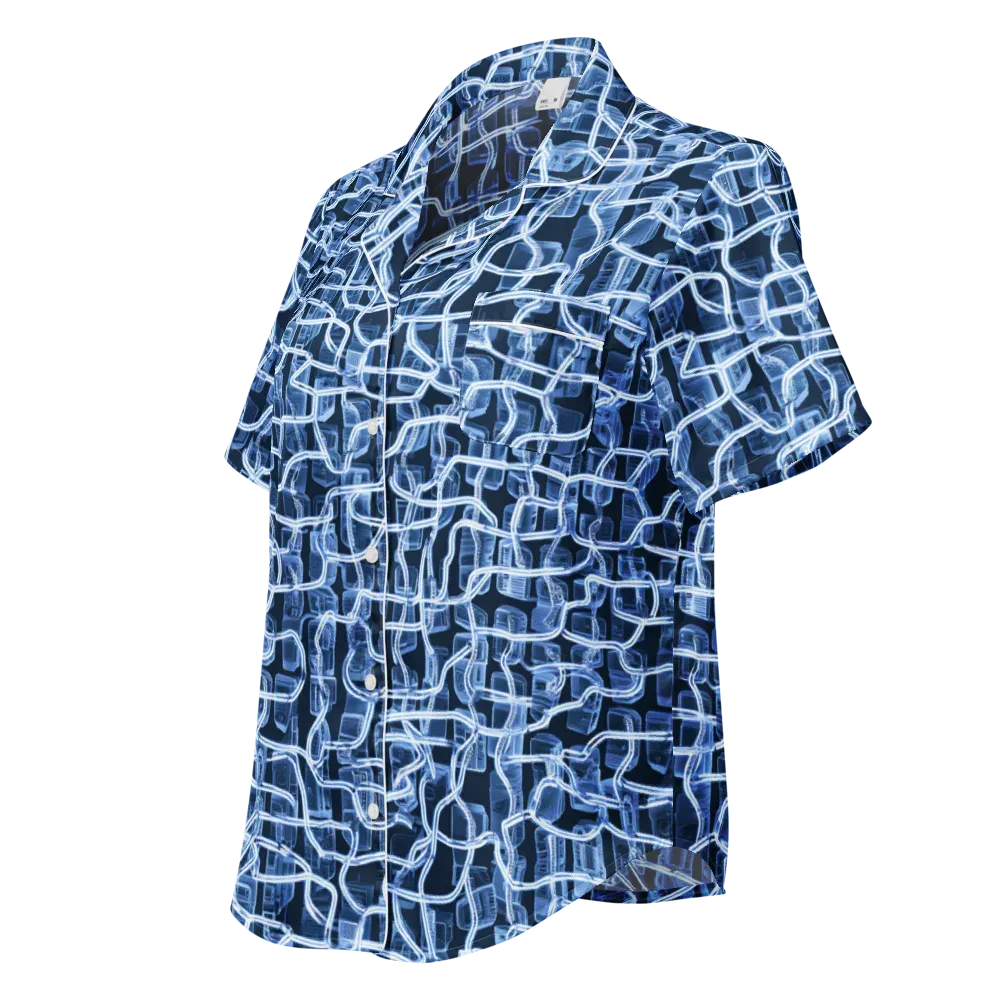 Midnight Circuitry on Women's Short Sleeve Pajama Top — Left Front