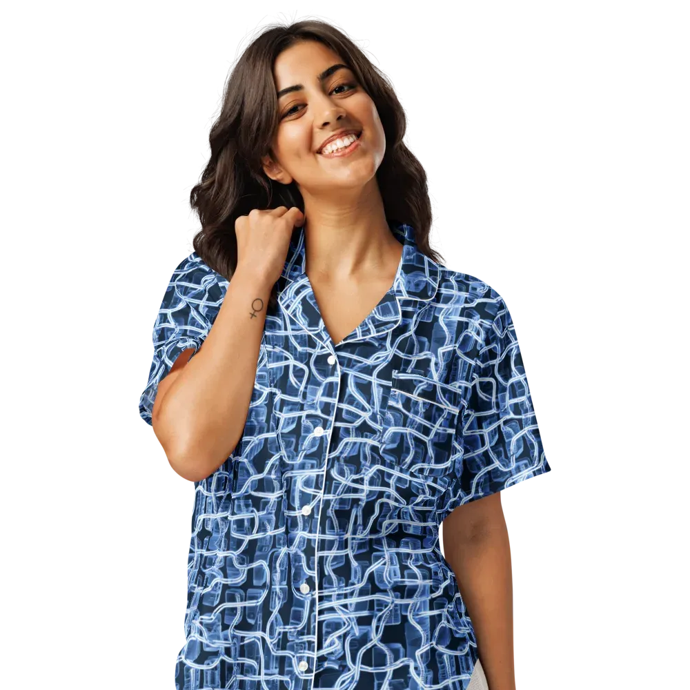 Midnight Circuitry on Women's Short Sleeve Pajama Top — Front