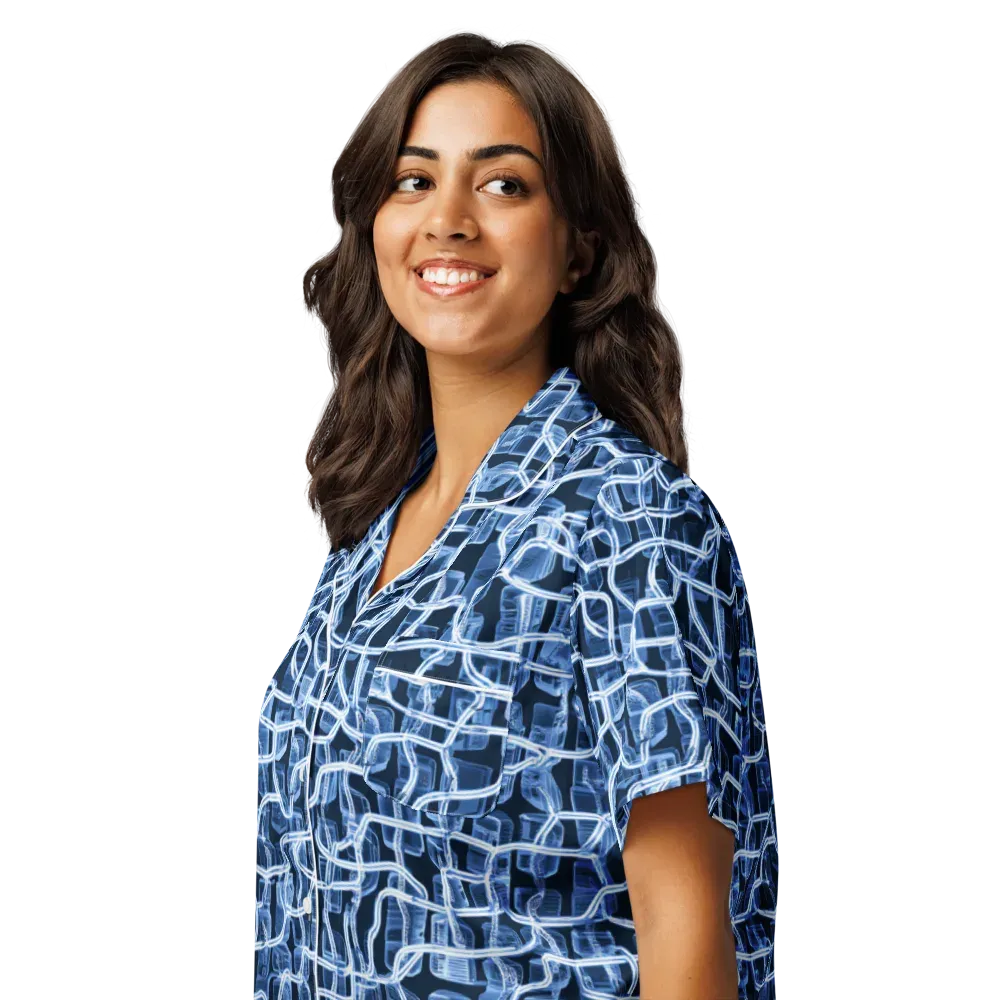 Midnight Circuitry on Women's Short Sleeve Pajama Top — Left Front