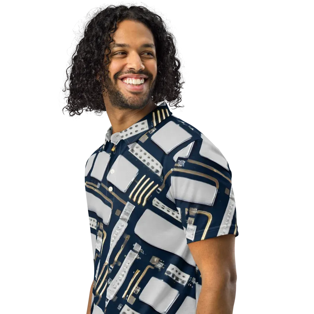 Aurum Interface on Men's Slim Fit Polo Shirt — Left Front