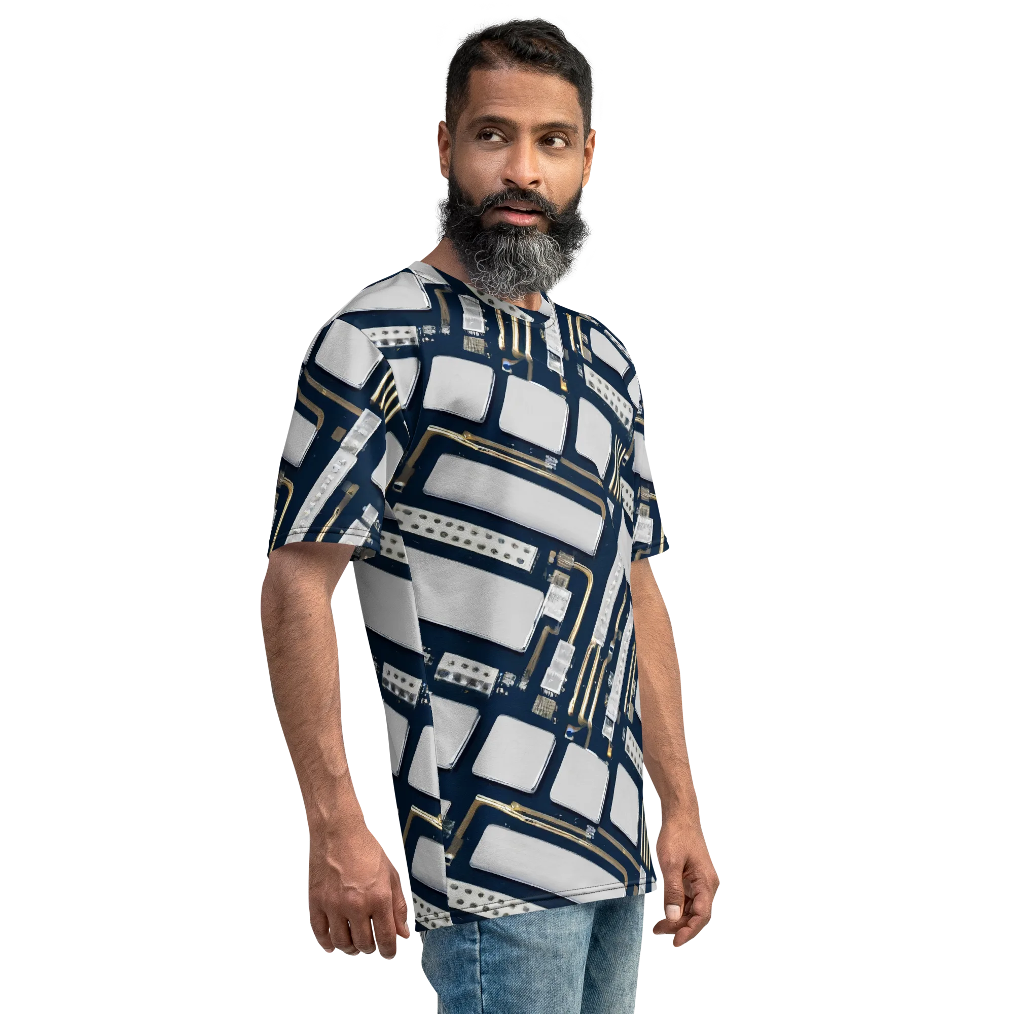 Aurum Interface on Men's Crew Neck T-Shirt — Right