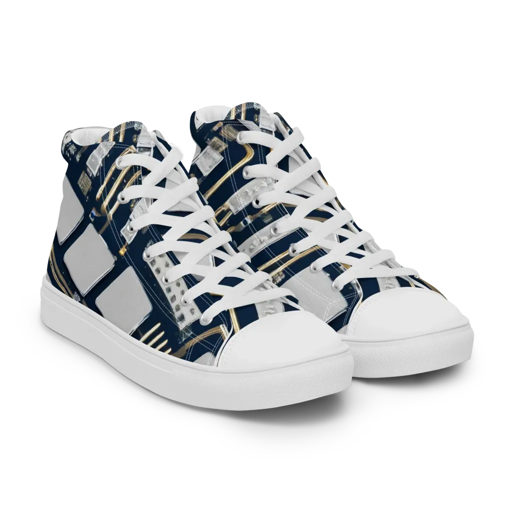 Aurum Interface on Men's High Top Canvas Shoes — Right Front