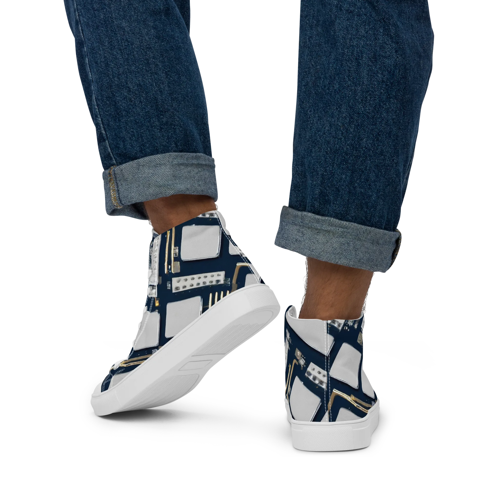 Aurum Interface on Men's High Top Canvas Shoes — Back