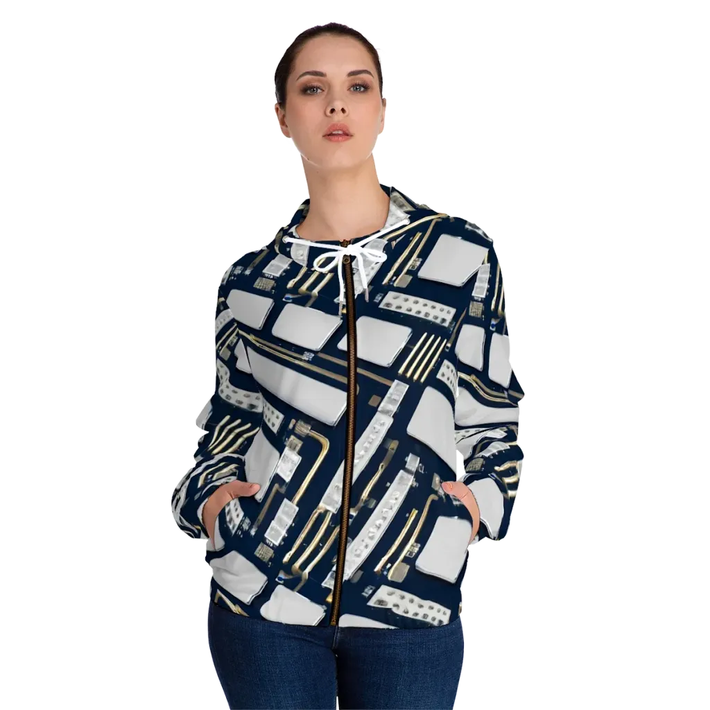 Aurum Interface on Women's Full-Zip Hoodie — Front On Person