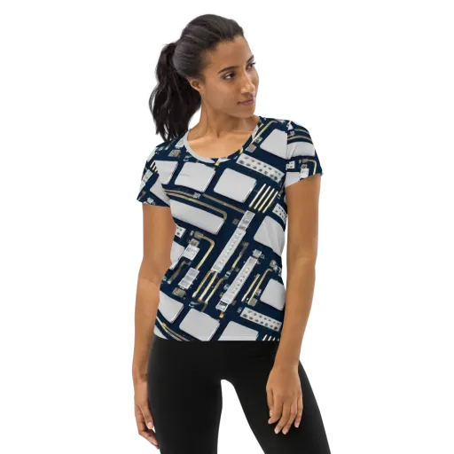 Aurum Interface on a Women's Athletic T-Shirt