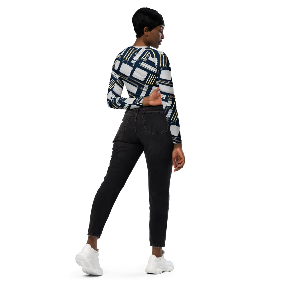 Aurum Interface on Long Sleeve Crop Top — Right Back