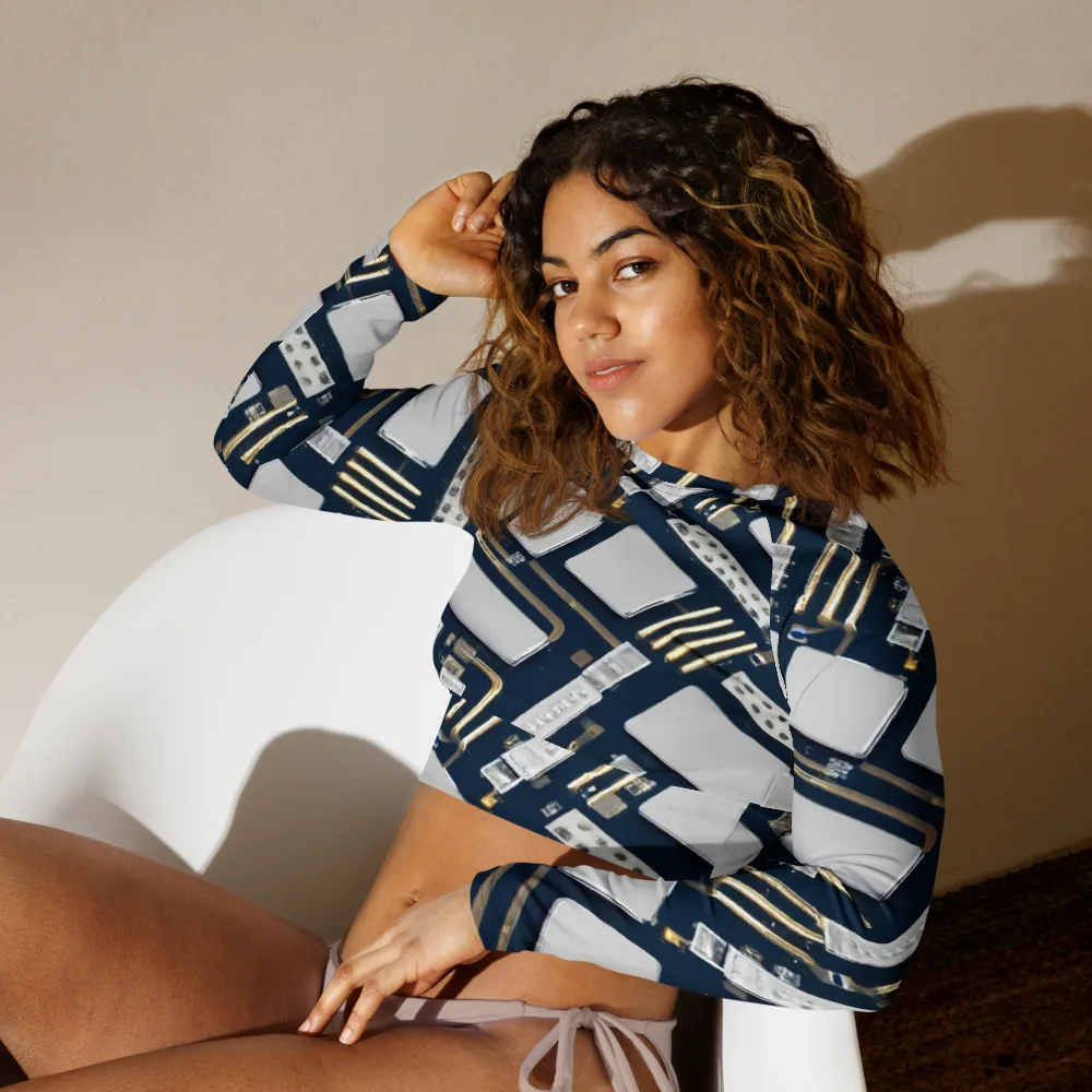 Aurum Interface on Long Sleeve Crop Top — Left Front