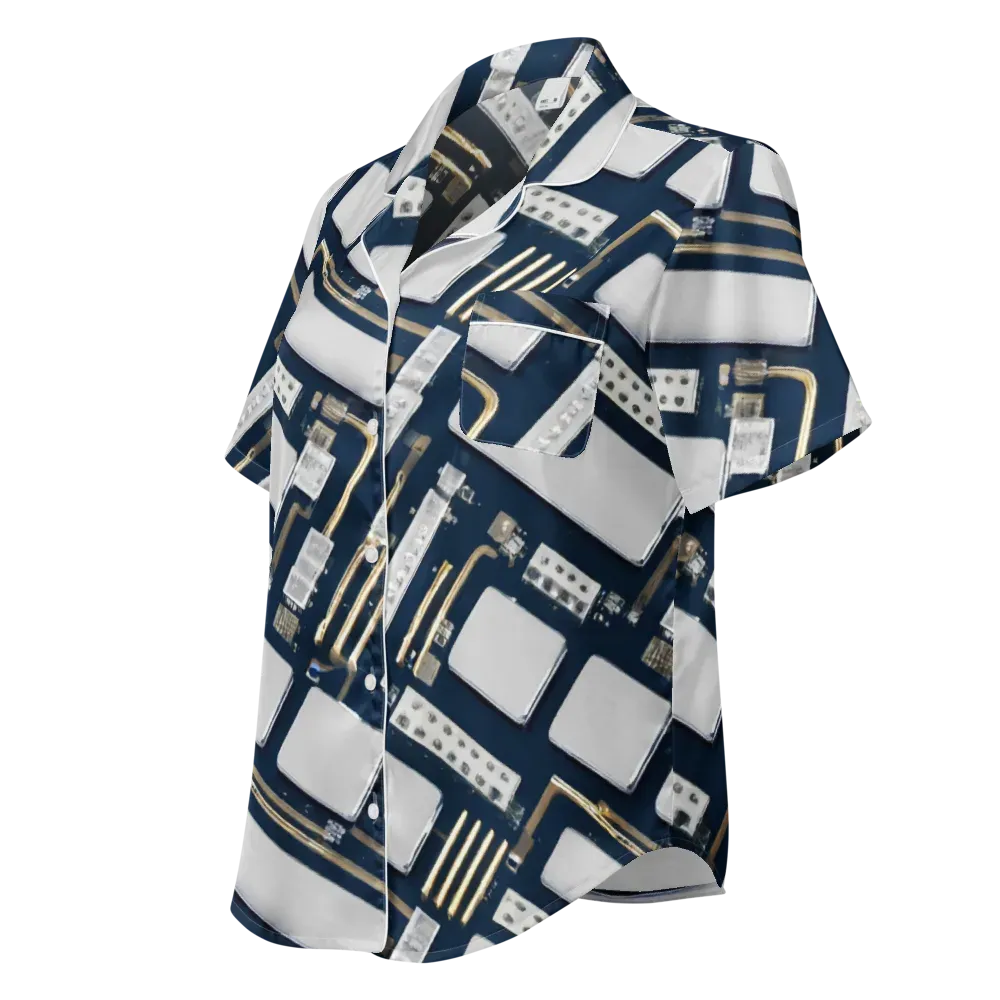 Aurum Interface on Women's Short Sleeve Pajama Top — Left Front