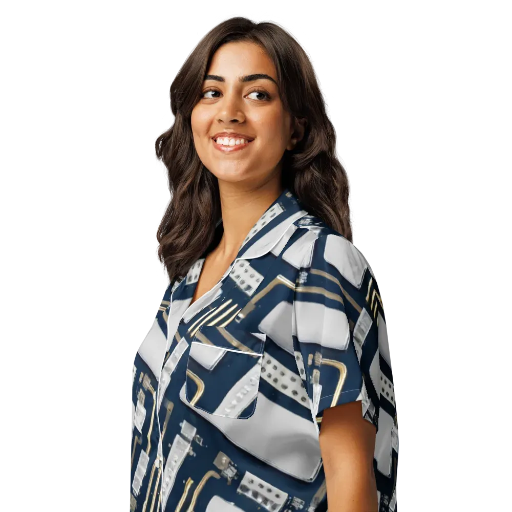 Aurum Interface on Women's Short Sleeve Pajama Top — Left Front