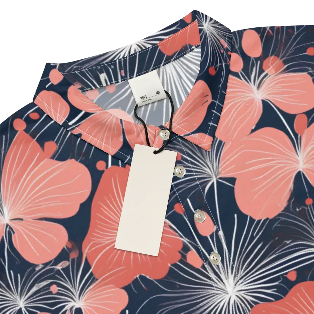 Coral Midnight Bloom on Men's Slim Fit Polo Shirt — Product details