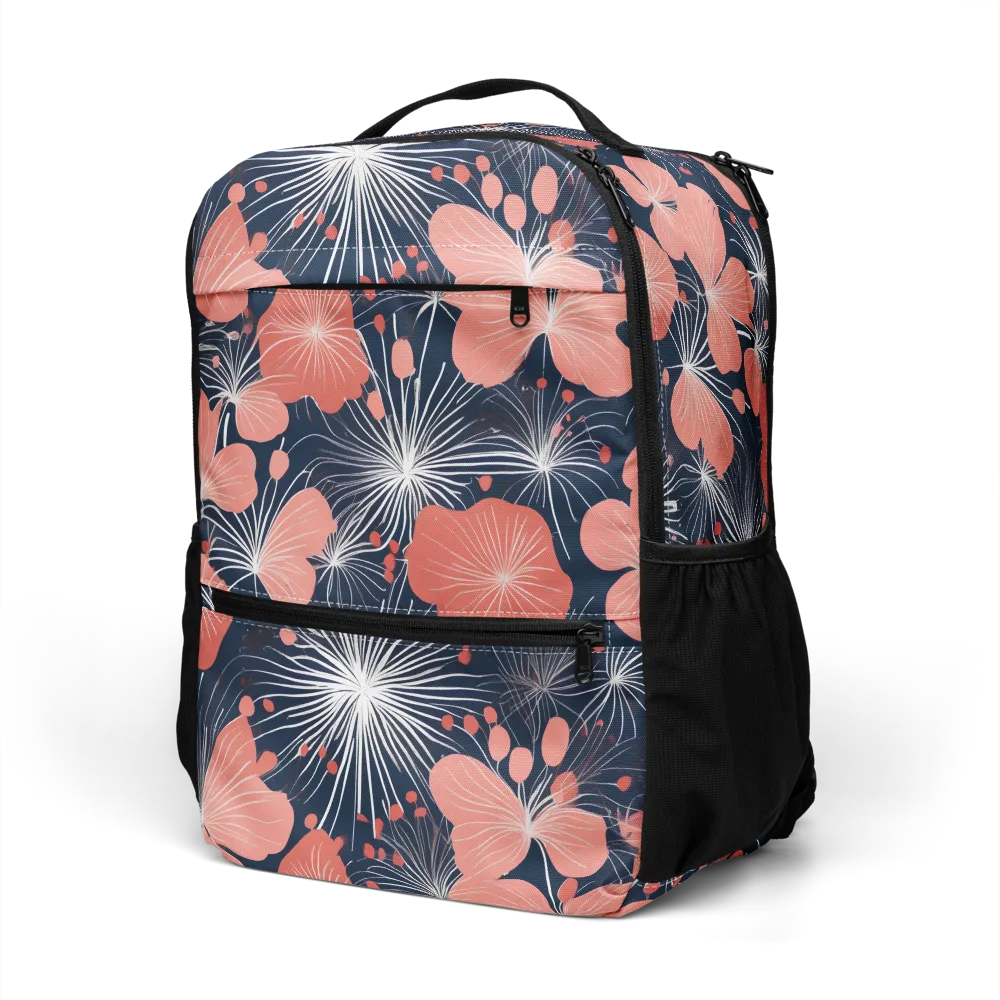 Coral Midnight Bloom on Utility Backpack — Left Front