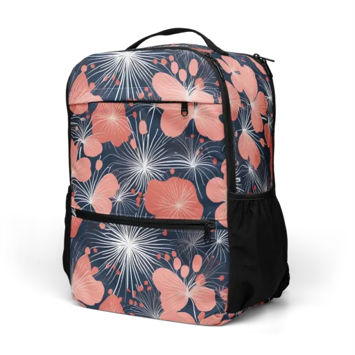 Coral Midnight Bloom on a Utility Backpack