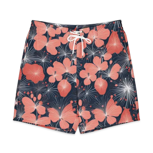 Coral Midnight Bloom on a Men's Board Shorts
