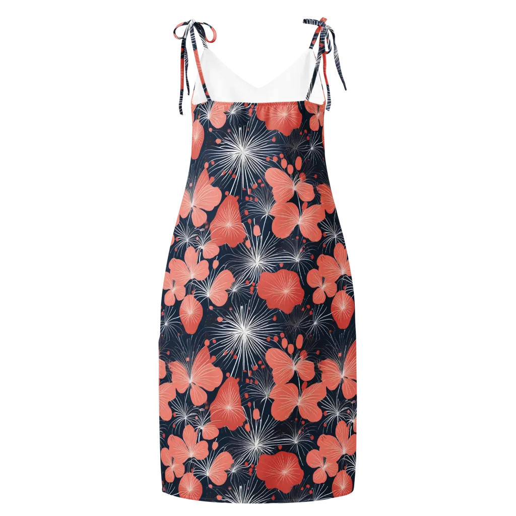 Coral Midnight Bloom on Slip Dress — Back
