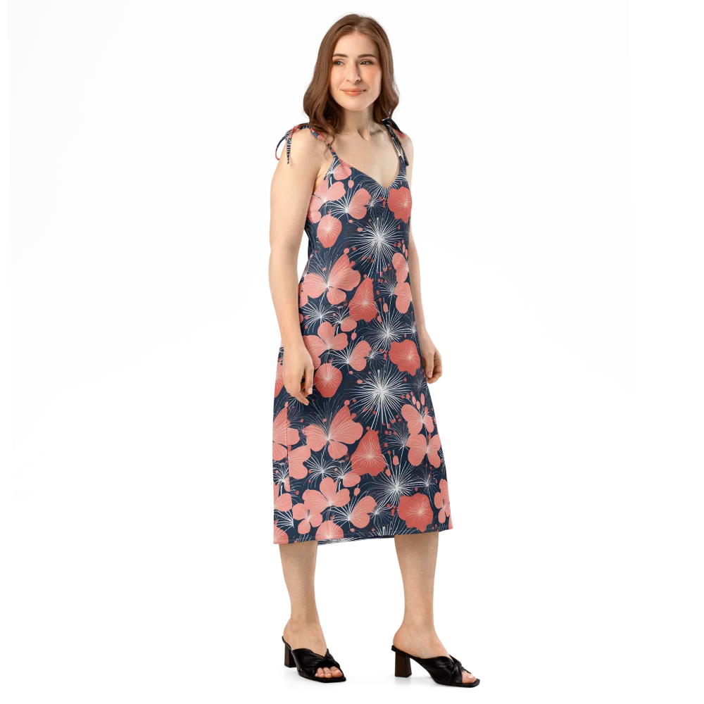 Coral Midnight Bloom on Slip Dress — Right Front