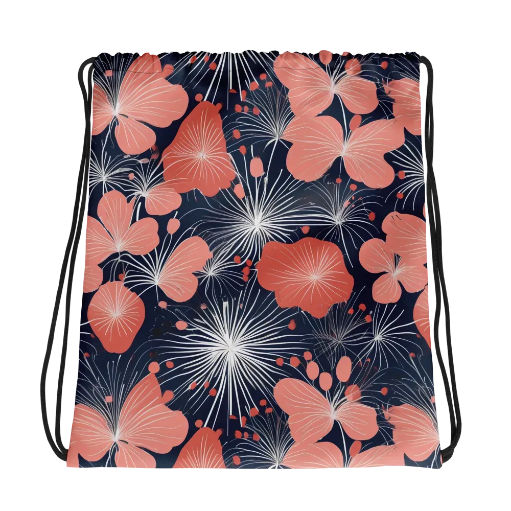 Coral Midnight Bloom on Drawstring Bag — Photo