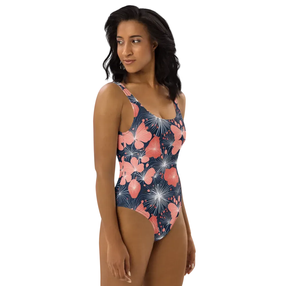 Coral Midnight Bloom on One-Piece Swimsuit — Right