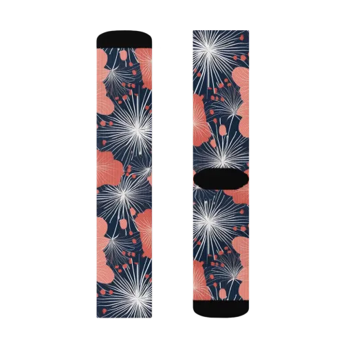 Coral Midnight Bloom on a Socks
