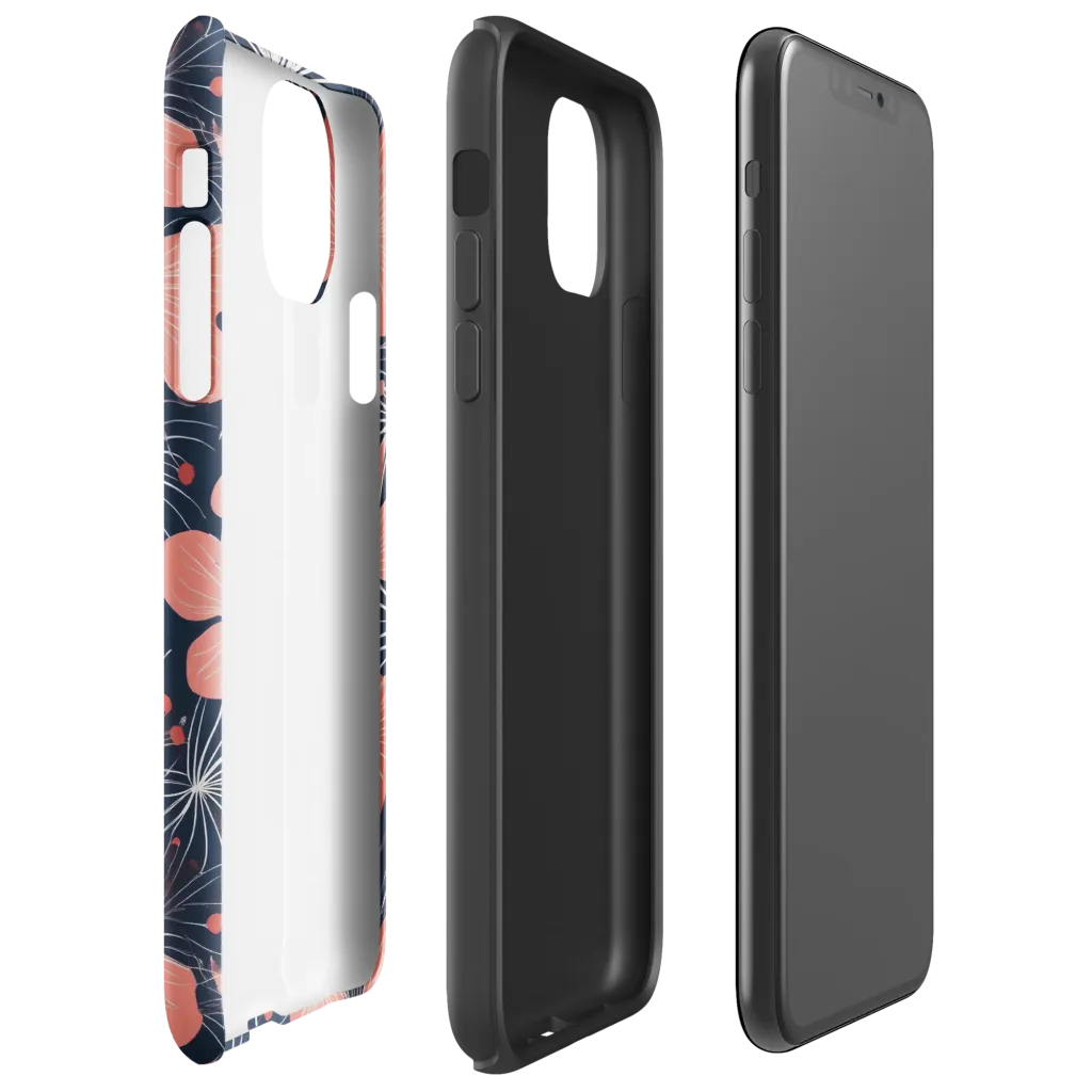 Coral Midnight Bloom on Tough Case for iPhone® — Right