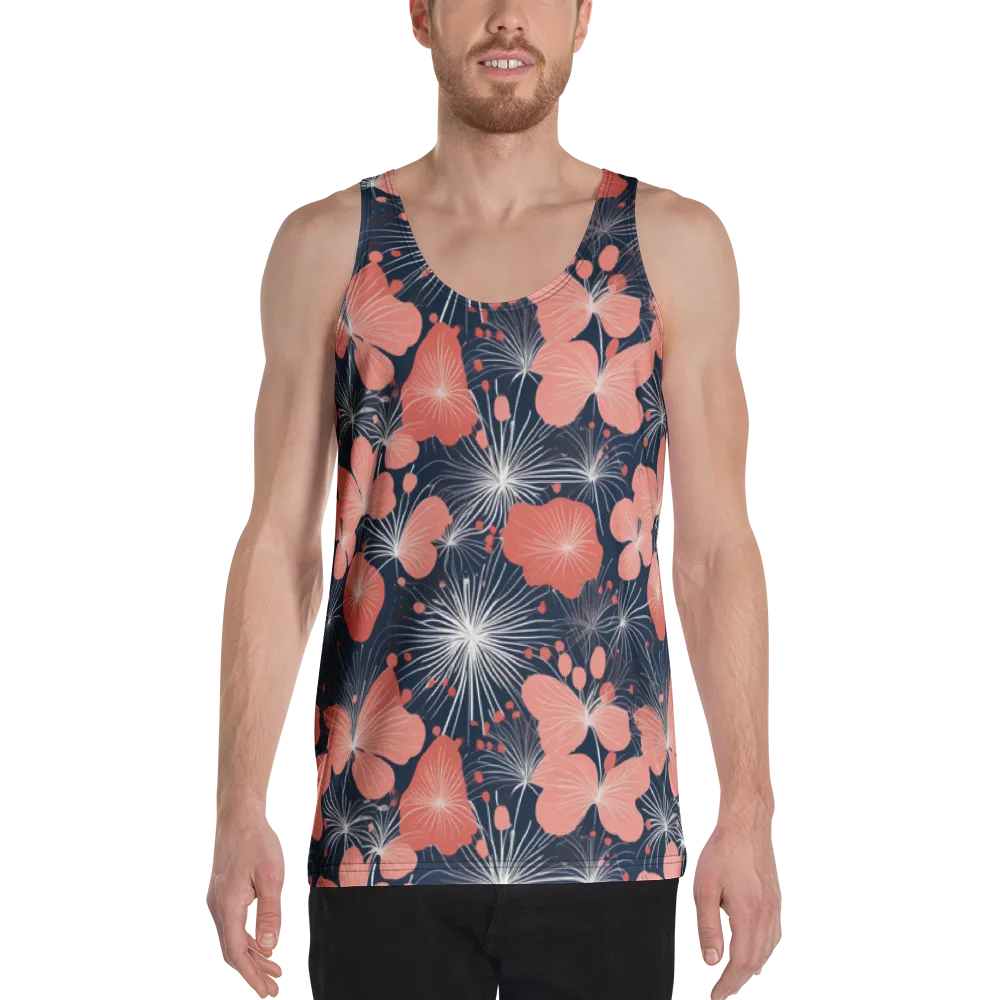 Coral Midnight Bloom on Men's Tank Top — Front