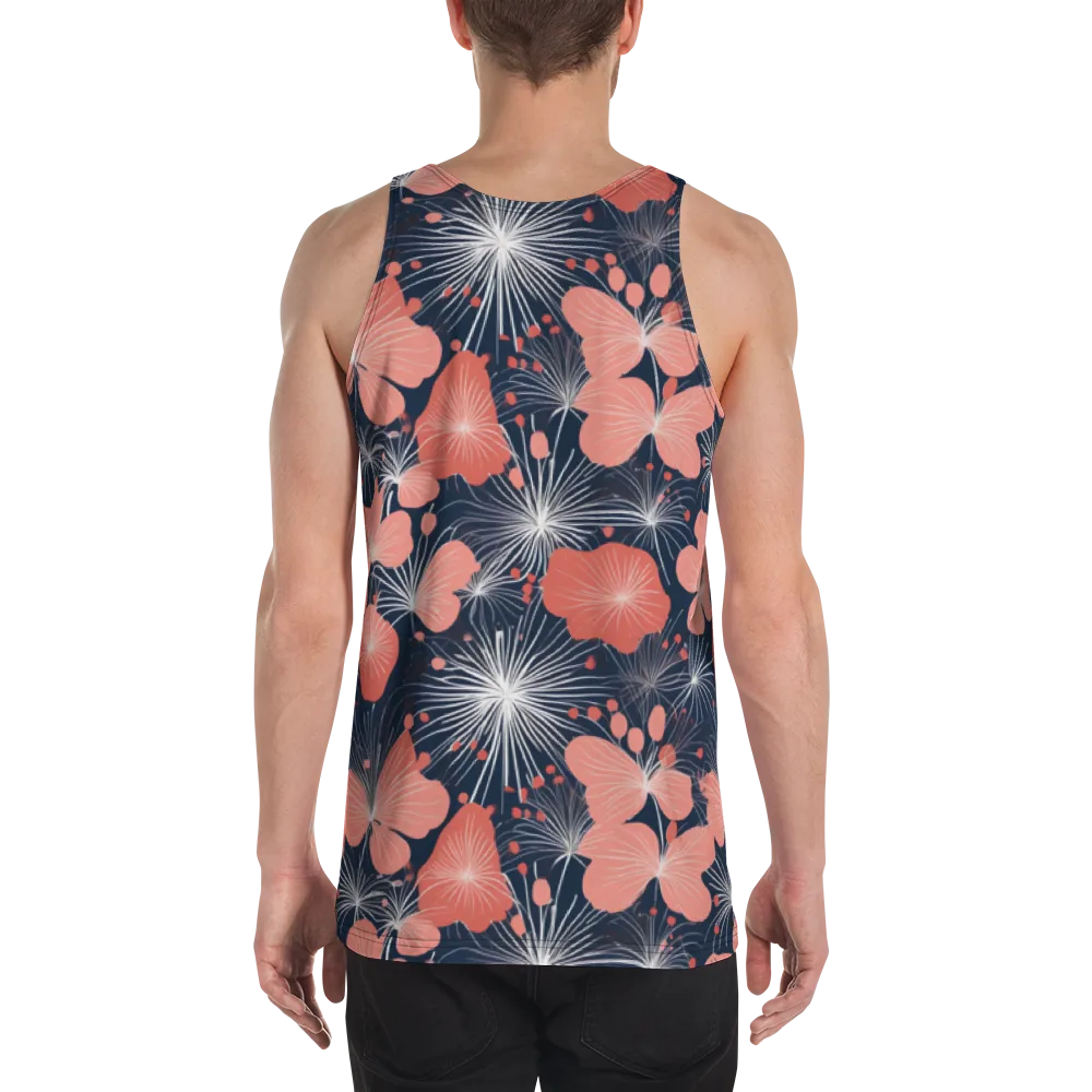 Coral Midnight Bloom on Men's Tank Top — Back