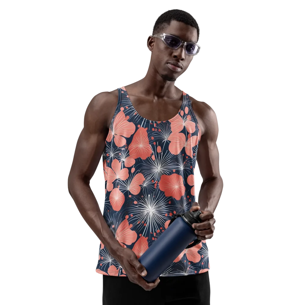 Coral Midnight Bloom on Men's Tank Top — Front