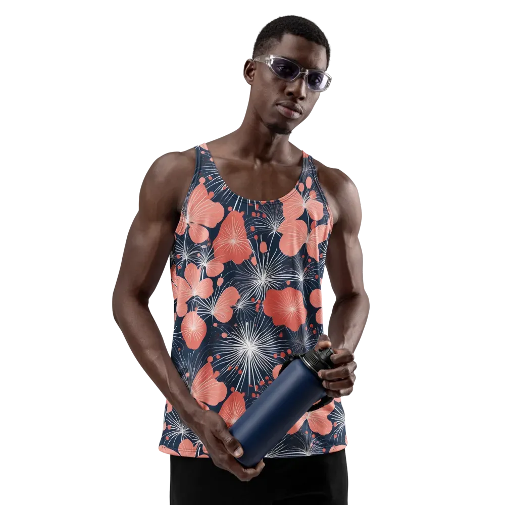 Coral Midnight Bloom on Men's Tank Top — Front