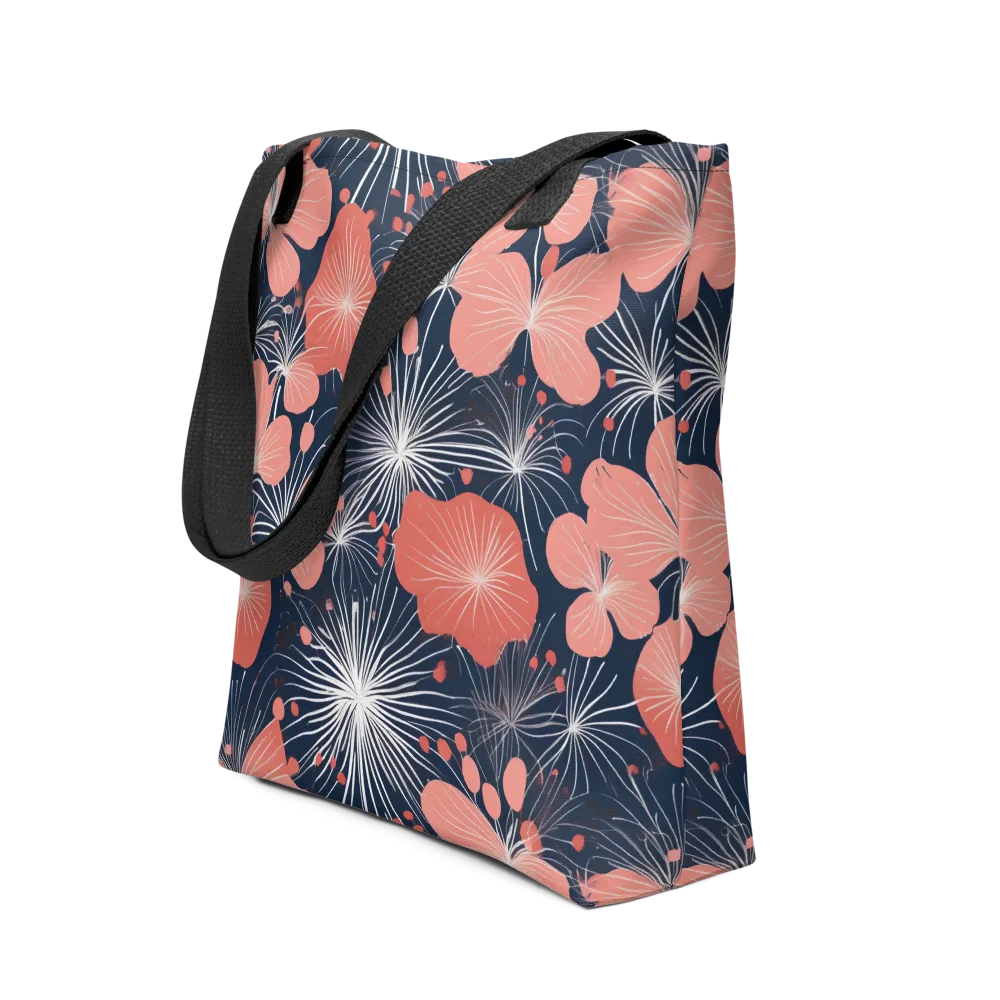 Coral Midnight Bloom on Tote Bag — Front