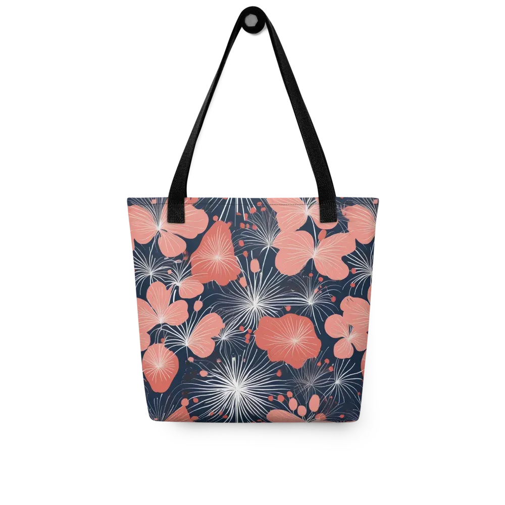 Coral Midnight Bloom on Tote Bag — Front