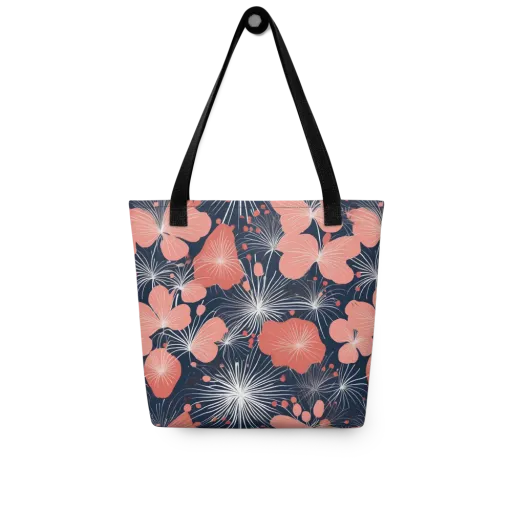 Coral Midnight Bloom on a Tote Bag