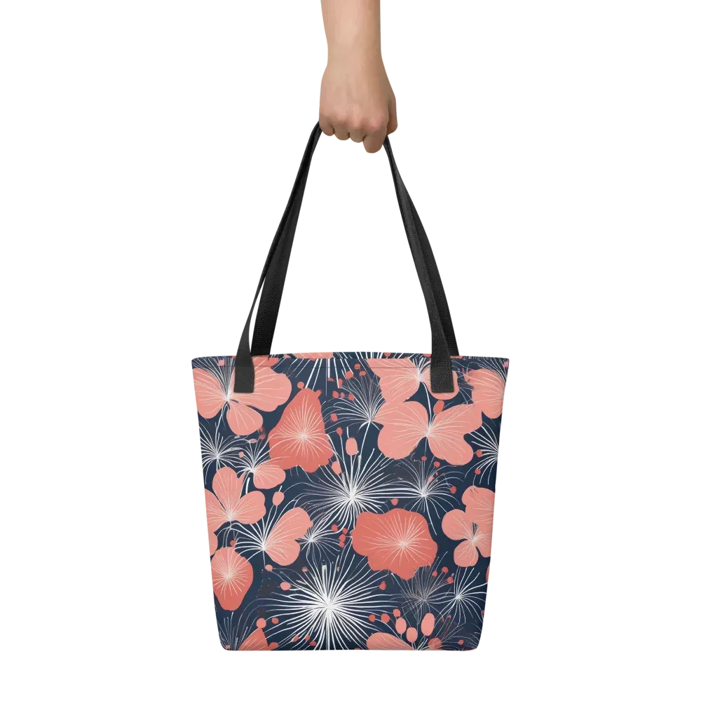 Coral Midnight Bloom on Tote Bag — Front