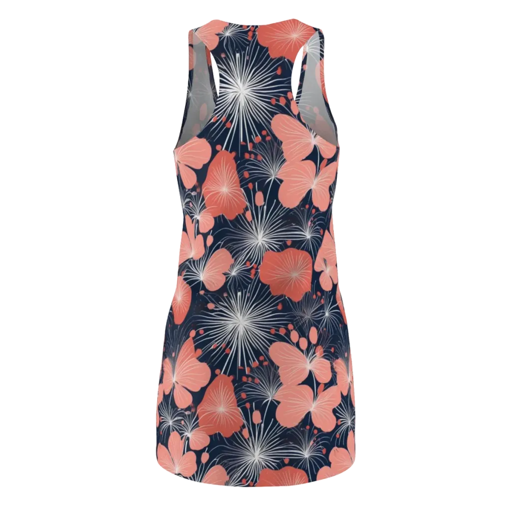 Coral Midnight Bloom on Racerback Dress — Back