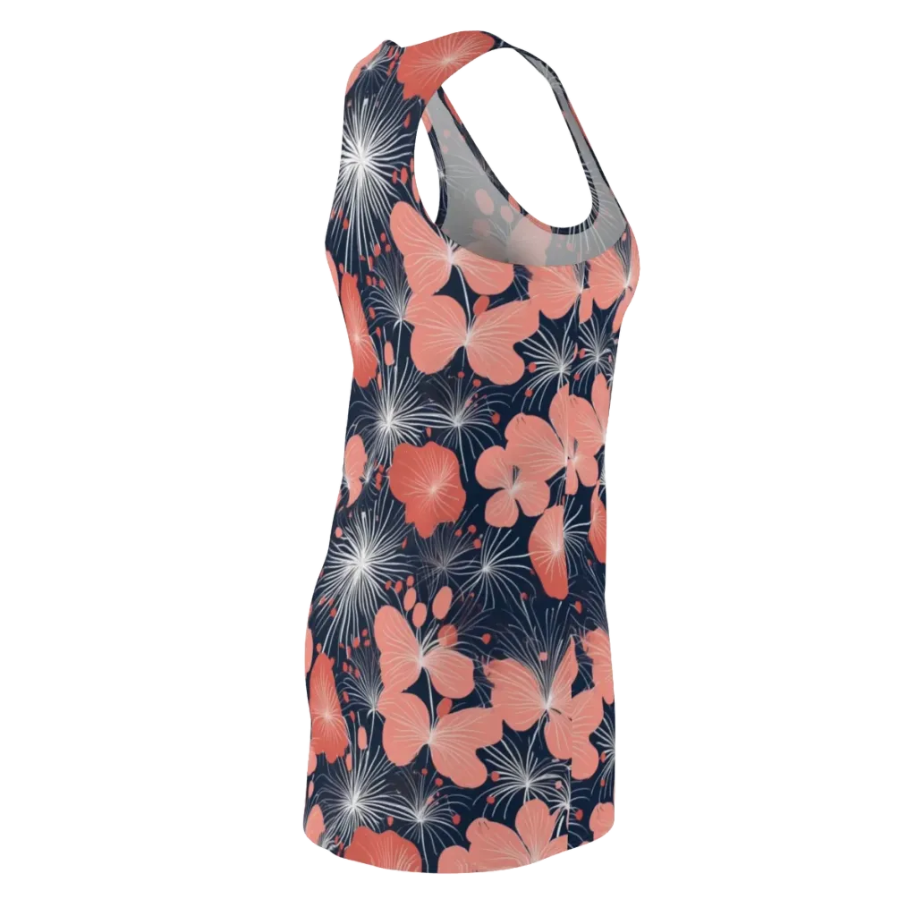 Coral Midnight Bloom on Racerback Dress — Back Side