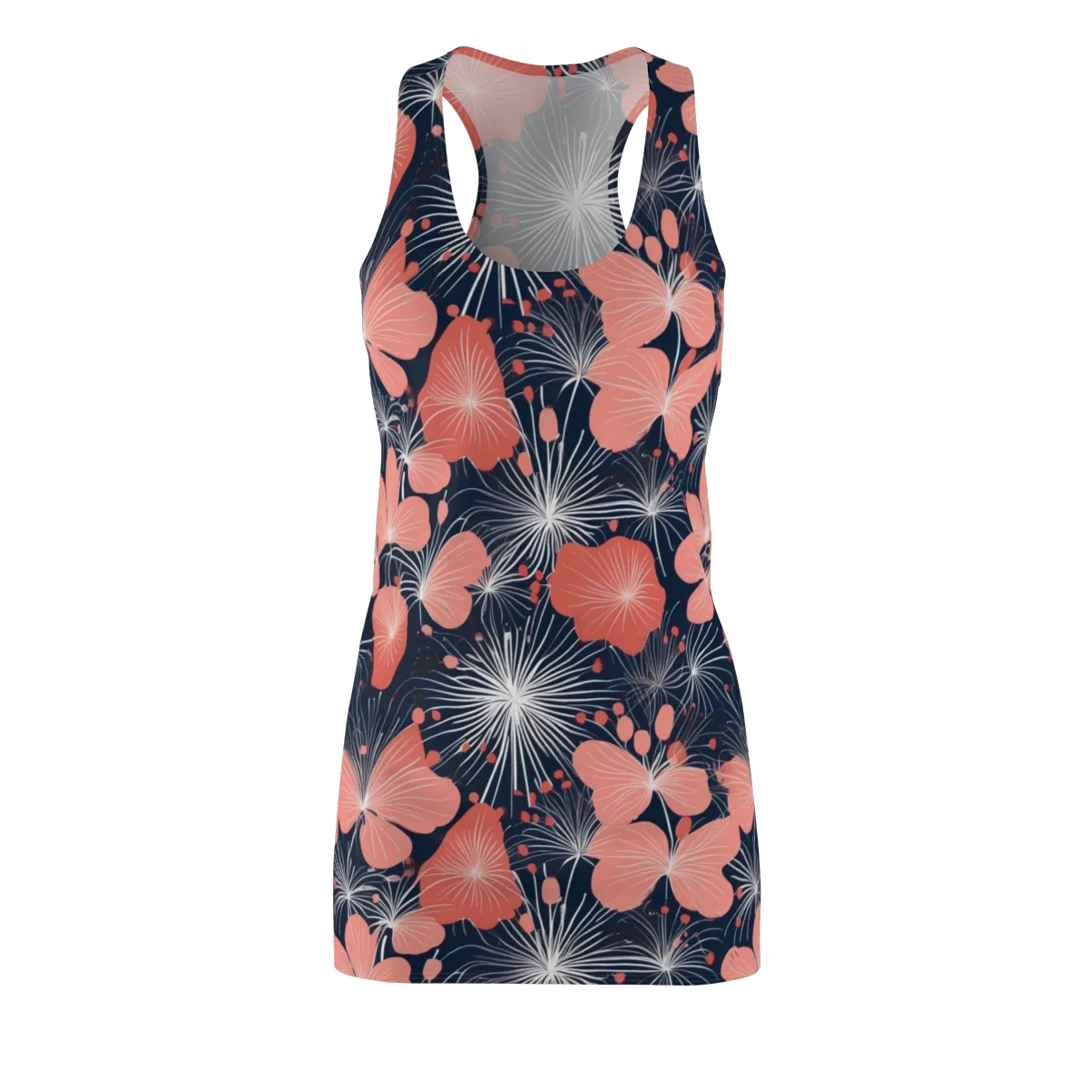 Coral Midnight Bloom on Racerback Dress — Front