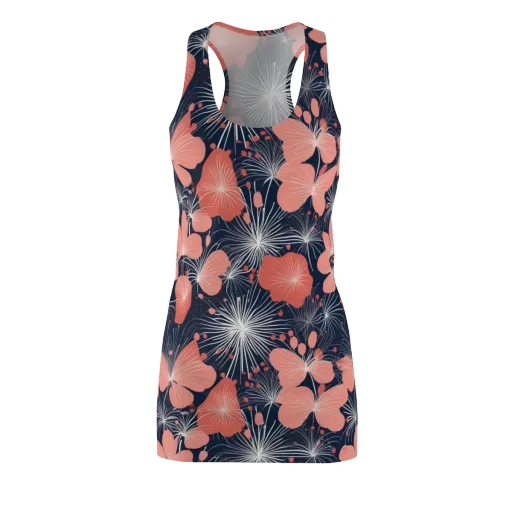 Coral Midnight Bloom on a Racerback Dress