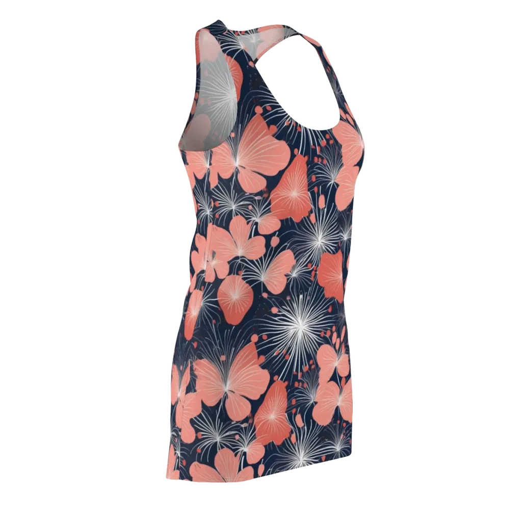 Coral Midnight Bloom on Racerback Dress — Front Side