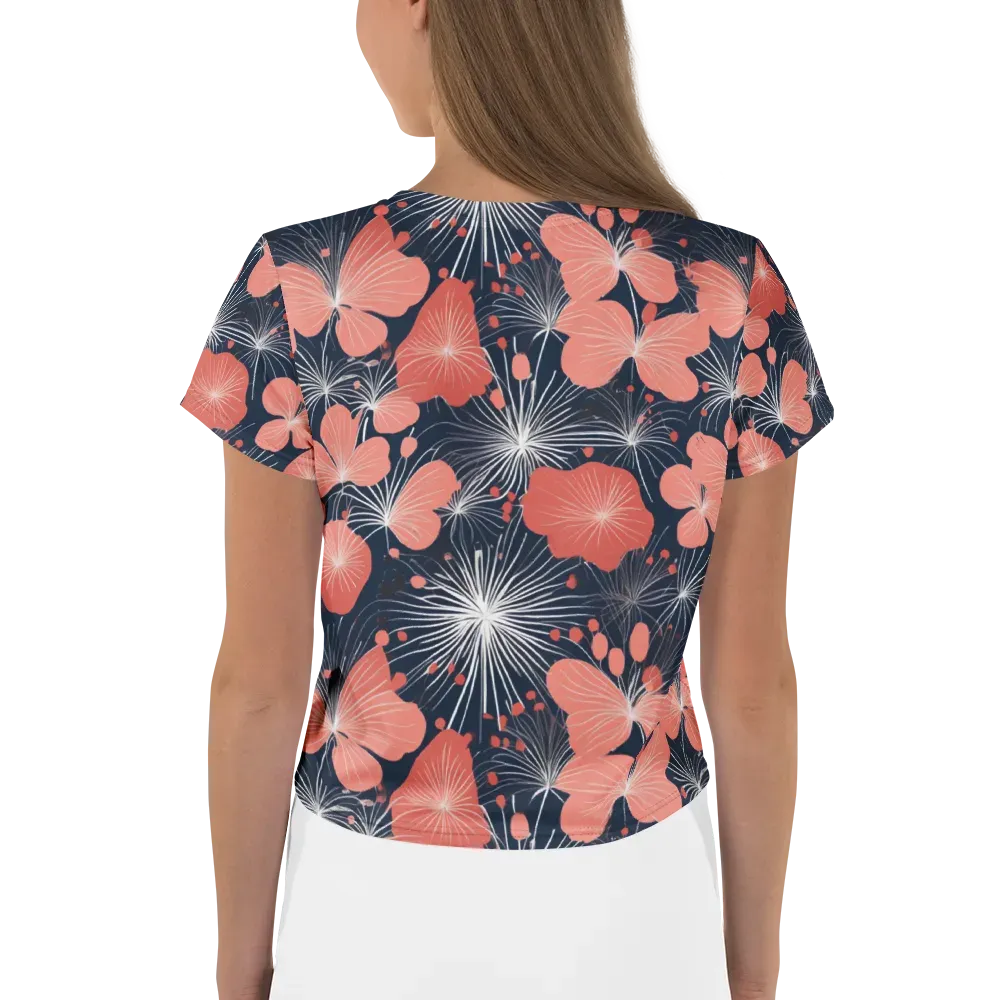 Coral Midnight Bloom on Crop Tee — Back