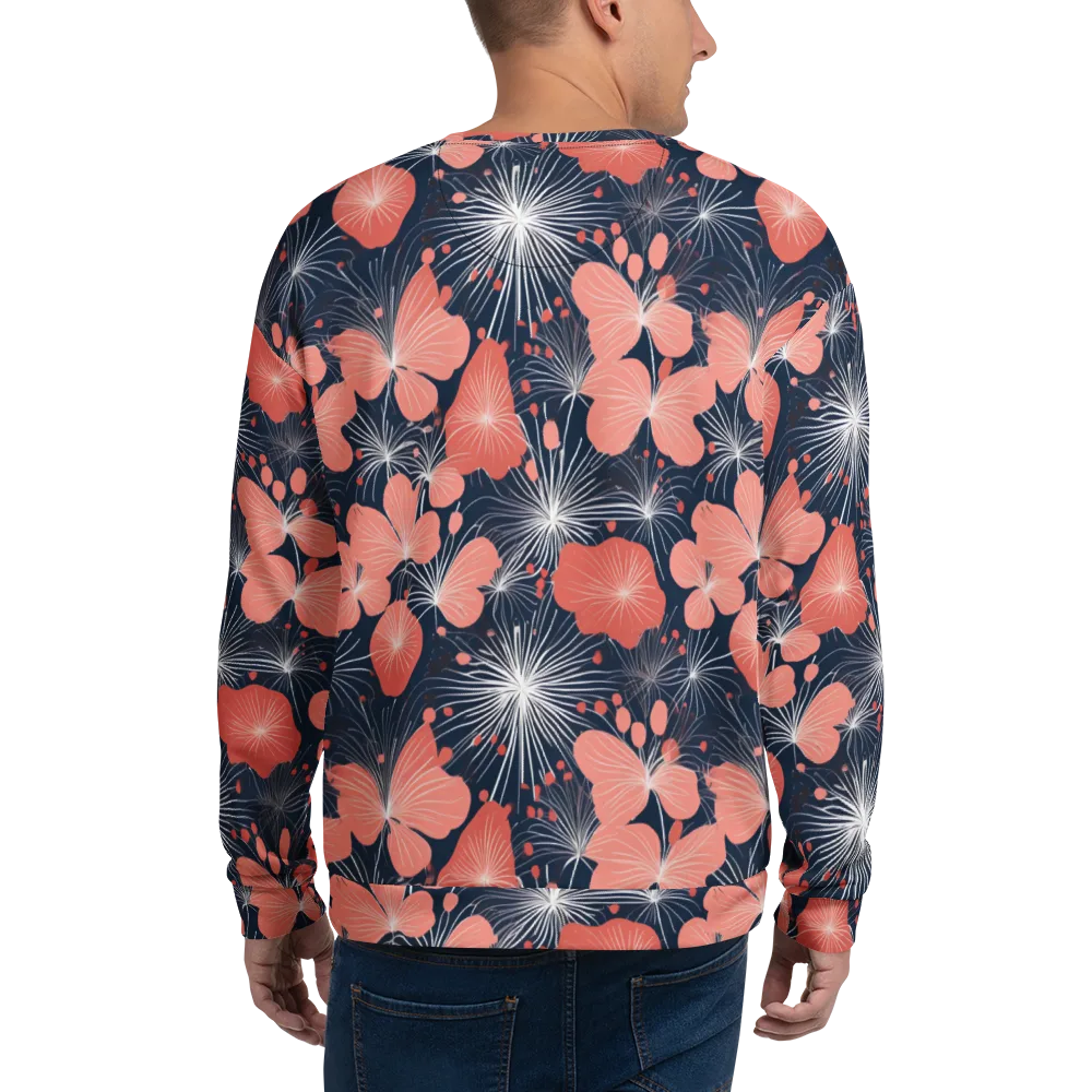 Coral Midnight Bloom on Sweatshirt — Back