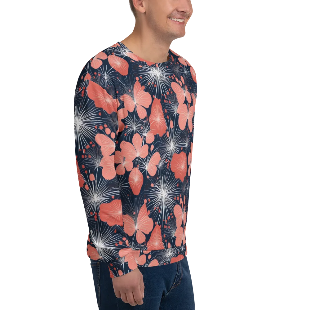 Coral Midnight Bloom on Sweatshirt — Right Front