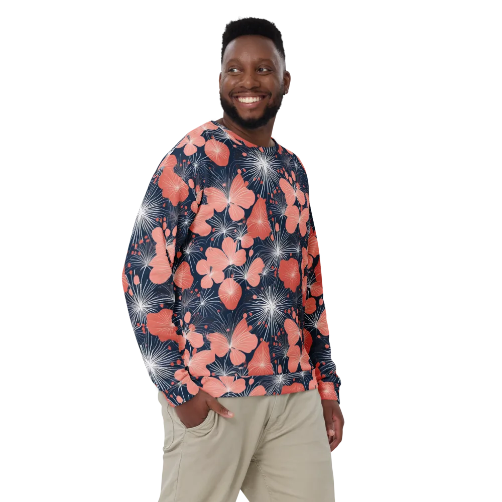 Coral Midnight Bloom on Sweatshirt — Front