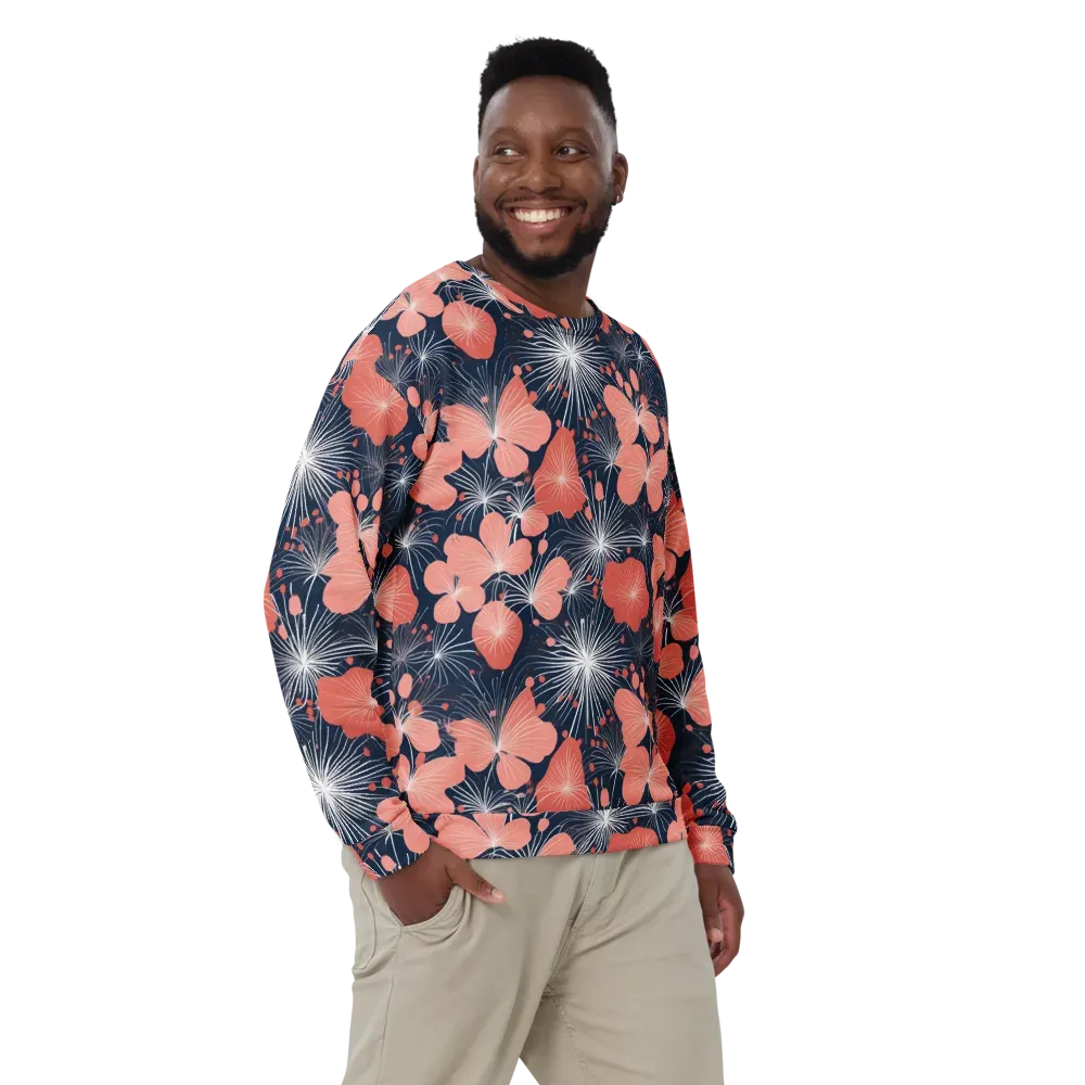 Coral Midnight Bloom on Sweatshirt — Front