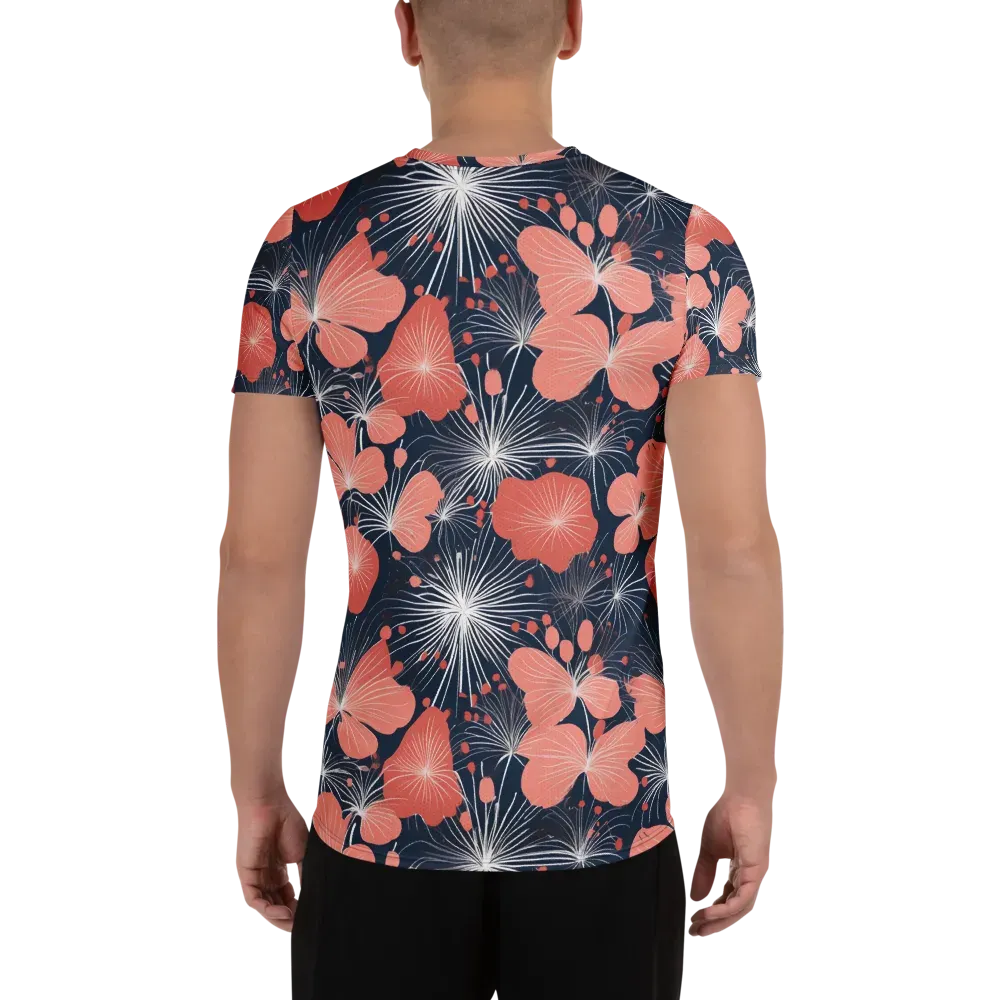 Coral Midnight Bloom on Men's Athletic T-Shirt — Back